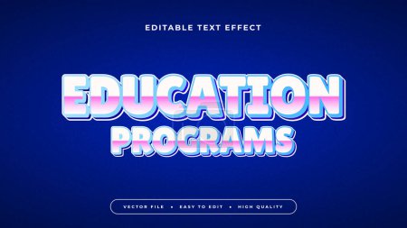 White blue and pink education programs 3d editable text effect - style de police