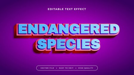 Illustration for Purple violet pink and blue endangered species 3d editable text effect - font style - Royalty Free Image