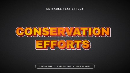 Esfuerzos de conservación en negro y naranja efecto de texto editable 3d - estilo de fuente