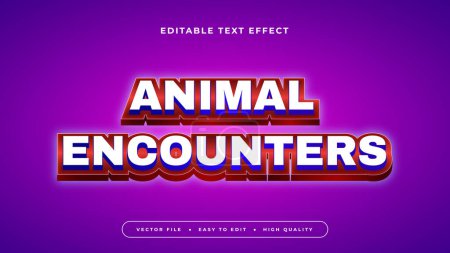 Illustration for Red white and purple violet animal encounters 3d editable text effect - font style - Royalty Free Image