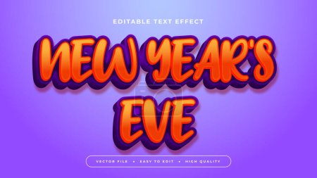 Naranja y violeta violeta año nuevo víspera 3d efecto de texto editable - estilo de fuente