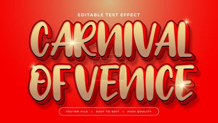 Téléchargez les illustrations : Carnaval or et rouge de venise 3d effet de texte modifiable - style de police - en licence libre de droit