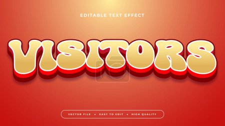 Illustration for Gold and red visitors 3d editable text effect - font style - Royalty Free Image