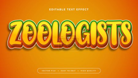 Green red and orange violet zoologist 3d editable text effect - font style