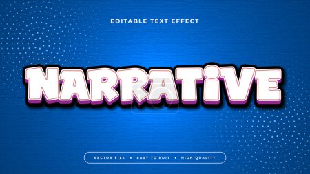 Azul blanco y violeta violeta narrativa 3d efecto de texto editable - estilo de fuente
