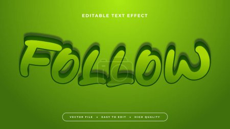 Green follow 3d editable text effect - font style. Text effect for social media, post, story, feed, video, and template