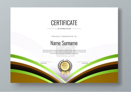 Vector abstract white, black and green certificate template concept
