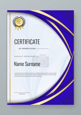 White, blue and gold Two set certificate template with dynamic and futuristic element modern background