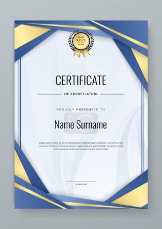 White, blue and gold Two set certificate template with dynamic and futuristic element modern background