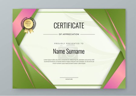 White, green and pink Two set certificate template with dynamic and futuristic element modern background