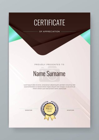 Modern white, gold and black certificate template with dynamic and futuristic polygonal color and modern background.