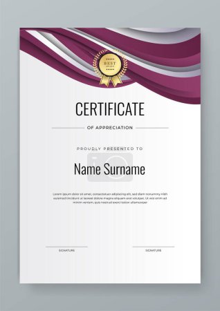 Purple blue and white Professional Certificate. Certificate Of Appreciation Template Design.