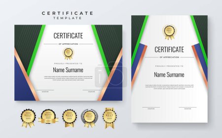 Green blue and white Professional Certificate. Certificate Of Appreciation Template Design.