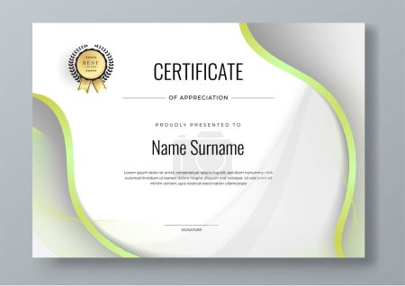 White, green and gold Two set certificate template with dynamic and futuristic element modern background