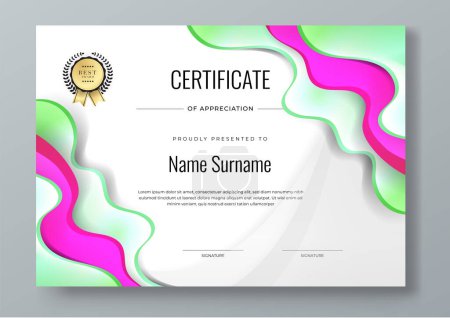 White, purple and green Two set certificate template with dynamic and futuristic element modern background