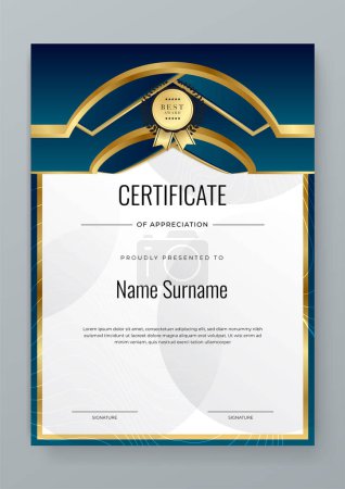 Professional white gold and dark blue Certificate. Certificate Of Appreciation Template Design.