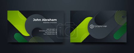 Illustration for Creative and Clean Double-sided Business Card Template. Black and green Colors. Flat Design Vector Illustration. Stationery Design - Royalty Free Image