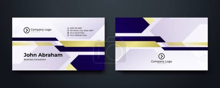 Illustration for White dark blue and gold Creative and Clean Double-sided Business Card Template. dark blue and gold Colors. Flat Design Vector Illustration. Stationery Design - Royalty Free Image