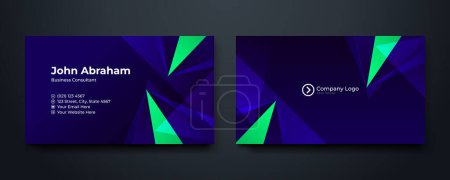 Illustration for Dark blue and green Creative and Clean Double-sided Business Card Template. dark blue and gold Colors. Flat Design Vector Illustration. Stationery Design - Royalty Free Image