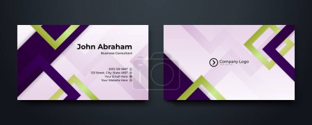 Tarjeta de visita creativa moderna blanca púrpura y verde suave y tarjeta de nombre, diseño de vector de plantilla limpia simple horizontal, diseño en tamaño rectángulo.