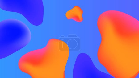 Illustration for Gradient background with Blue orange morphing shapes. Metaball spheres. Morphing colorful blobs. Vector 3d illustration. Abstract 3d background. Liquid colors. Decoration for banner or sign design - Royalty Free Image