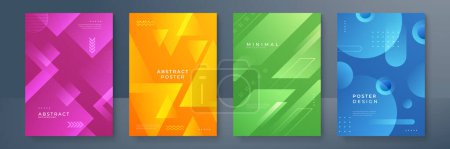 Set of bright vector colorful gradient geometric background for poster or brochure cover design