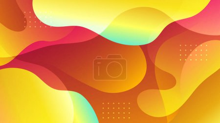 Illustration for Gradient background with colorful morphing shapes. Morphing orange yellow green blobs. Vector 3d illustration. Abstract 3d background. Liquid colors. Decoration for banner or sign design - Royalty Free Image