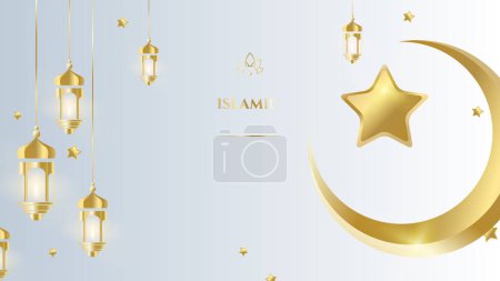Ramadán kareem islámico saludo fondo con linterna, patrón de mandala, mezquita y luna creciente moonv