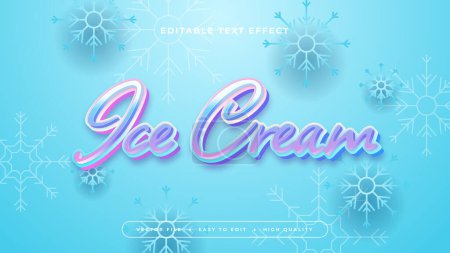 Crème glacée bleue et violette effet texte modifiable en 3D - style de police. Effet style texte été