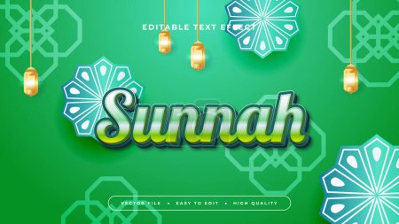 Oro verde y sunnah azul efecto de texto editable 3d - estilo de fuente. Efecto de estilo de texto Ramadán