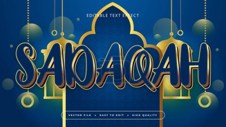 Azul y oro sadaqah 3d efecto de texto editable - estilo de fuente. Efecto de estilo de texto Ramadán