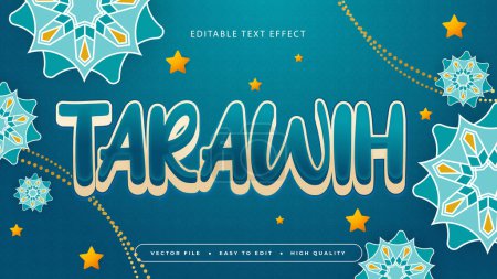 Blau orange und weiß tarawih 3D editierbarer Texteffekt - Schriftstil. Wirkung des Ramadan-Textes