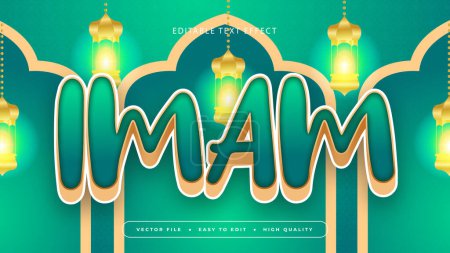 Grüner und goldener Imam 3D editierbarer Texteffekt - Schriftstil. Wirkung des Ramadan-Textes