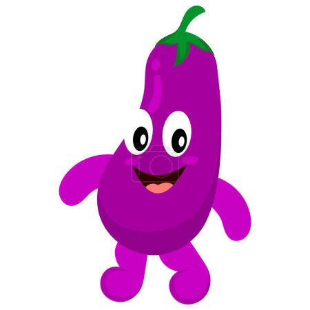 Purple and green modern cute character with eggplant vegetable character