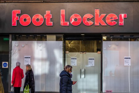 Photo for Kingston-Upon-Thames, London UK, February 12 2024, Foot Locker High Street Retailer Chain Fashion Shoe Shop Closed Down - Royalty Free Image