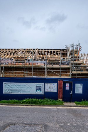 Foto de Leatherhead Surrey, Reino Unido, 02 de abril de 2024, Desarrollo residencial de viviendas sociales sin personas - Imagen libre de derechos