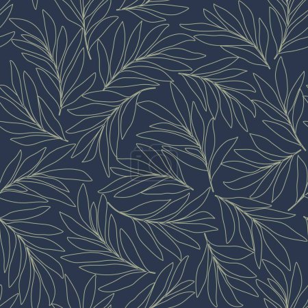 Foto de Fondo floral de darck abstracto sin costuras. Patrón azul y gris de darck vectorial con hojas. - Imagen libre de derechos