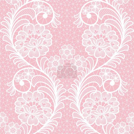 Foto de Seamless abstract lace floral background. White flowers on pink backgroung. - Imagen libre de derechos