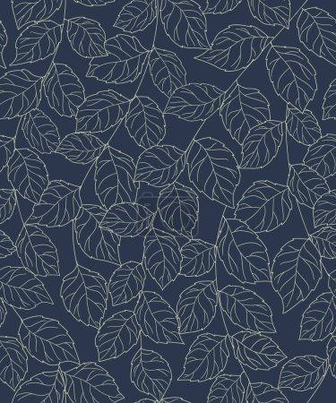 Illustration for Seamless abstract   darck  floral  background.Vector darck blue and grey pattern with leaves. - Royalty Free Image