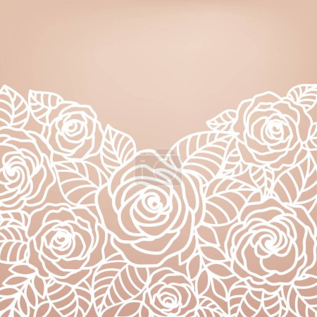 Foto de Tarjeta de invitación con rosas, corte por láser. Flores vectoriales. - Imagen libre de derechos