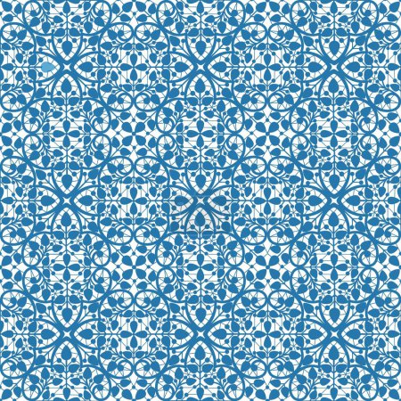 Foto de Patrón floral de encaje sin costuras. Vector azul abd fondo blanco. Encaje Vintage tapete. - Imagen libre de derechos