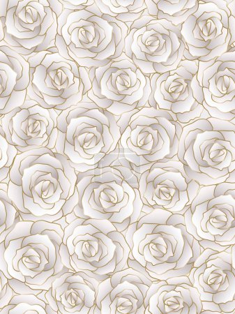Foto de Fondo floral sin costuras con rosas grises y doradas - Imagen libre de derechos