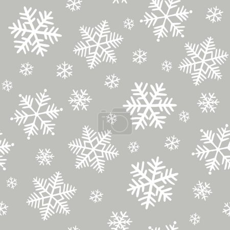Foto de Fondo abstracto gris sin costuras con copos de nieve dibujados a mano. vector símbolo de invierno - Imagen libre de derechos