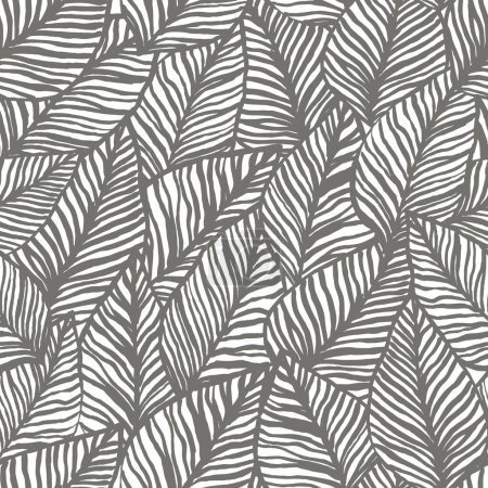 Foto de Patrón abstracto sin costuras con hojas grises en blanco, vector - Imagen libre de derechos