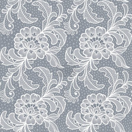 Foto de White fine elegance lace texture with seamless beautiful vintage flowers.Vector vintage floral abstract pattern for background and wallpaper - Imagen libre de derechos