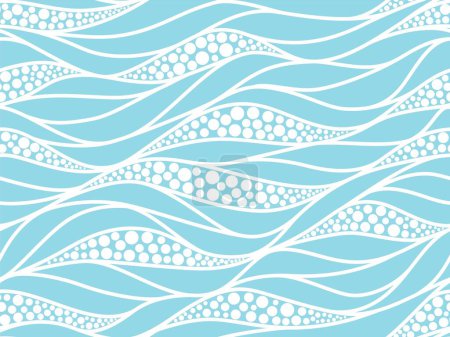 Téléchargez les illustrations : Fond sans couture vectoriel abstrait avec des vagues bleues. Modèle vectoriel bleu. - en licence libre de droit