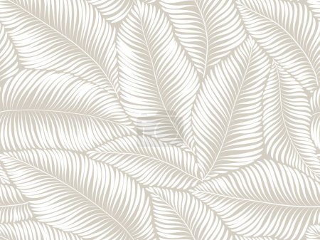 Illustration for Seamless abstract floral background with leaves. Grey patterrn with white painted leaves. Vector illustration. - Royalty Free Image