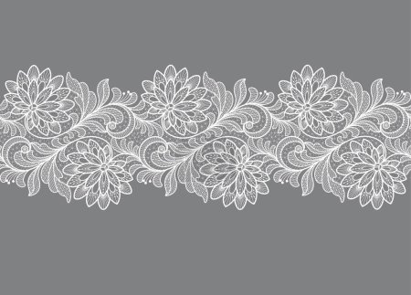 Foto de Fondo floral sin costuras con hojas de encaje blanco y flores.Vector ramas de encaje blanco con flores - Imagen libre de derechos
