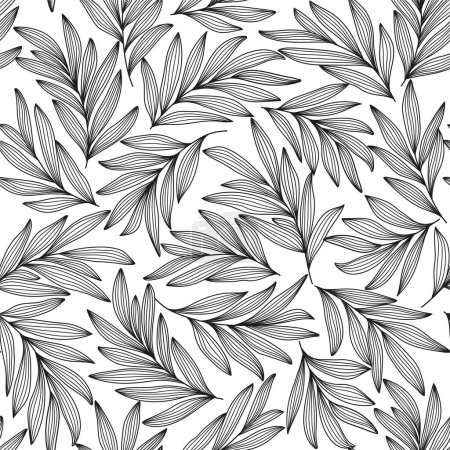 Foto de Fondo floral abstracto sin costuras con hojas. Patterrn blanco con hojas blancas y negras. Ilustración vectorial. - Imagen libre de derechos