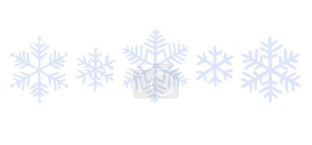 Foto de Conjunto de copos de nieve azules dibujados a mano abstractos blancos. Vector símbolo de invierno - Imagen libre de derechos